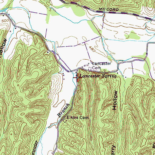 Topographic Map of Lancaster Spring, TN