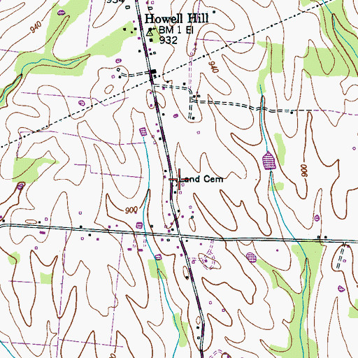 Topographic Map of Land Cemetery, TN