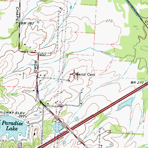 Topographic Map of Land Cemetery, TN