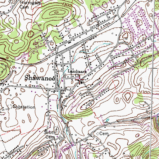 Topographic Map of Landmark Church, TN