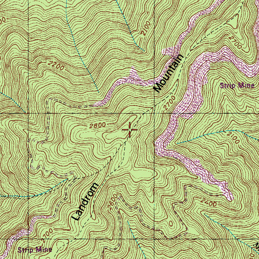 Topographic Map of Landrom Mountain, TN