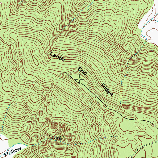 Topographic Map of Lands End Ridge, TN