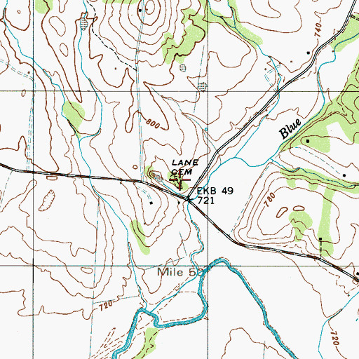 Topographic Map of Lane Cemetery, TN