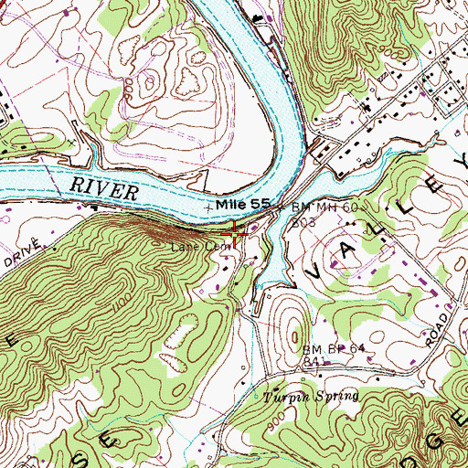 Topographic Map of Lane Cemetery, TN