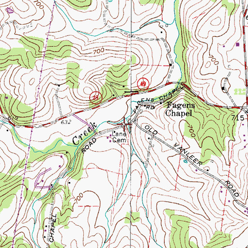 Topographic Map of Lane Cemetery, TN