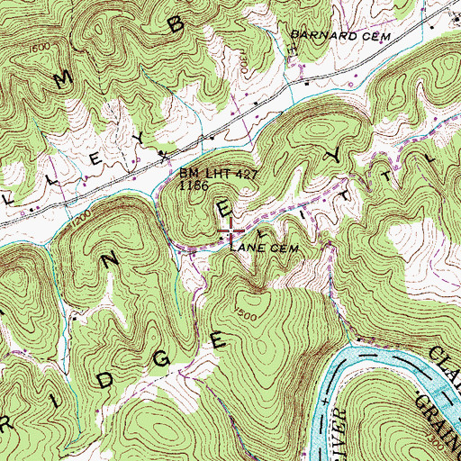 Topographic Map of Lane Cemetery, TN
