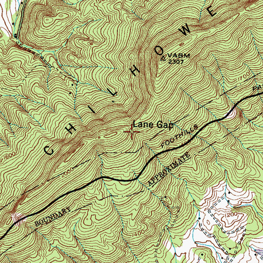 Topographic Map of Lane Gap, TN