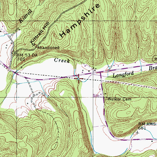 Topographic Map of Langford Branch, TN