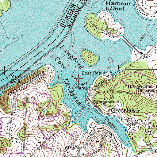Topographic Map of Langford Cove, TN