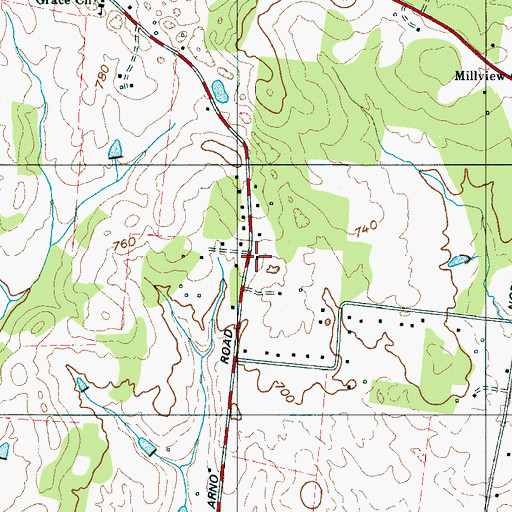 Topographic Map of Langford School, TN