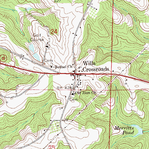 Topographic Map of Wills Crossroads, AL