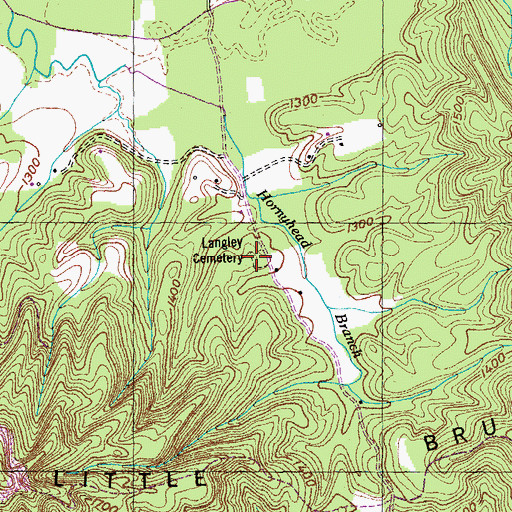 Topographic Map of Langley Cemetery, TN