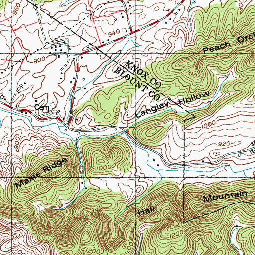 Topographic Map of Langley Hollow, TN