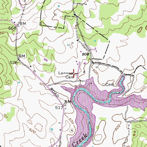 Topographic Map of Lannom Cemetery, TN