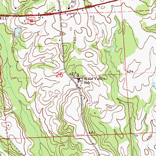 Topographic Map of Wills Valley School, AL