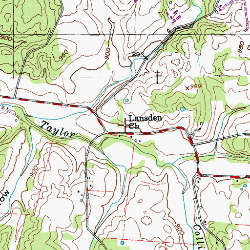 Topographic Map of Lansden Church, TN