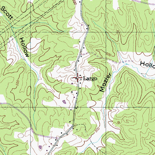 Topographic Map of Largo, TN