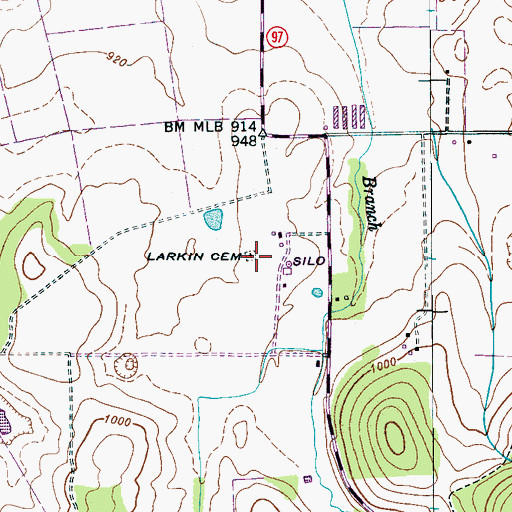 Topographic Map of Larkin Cemetery, TN