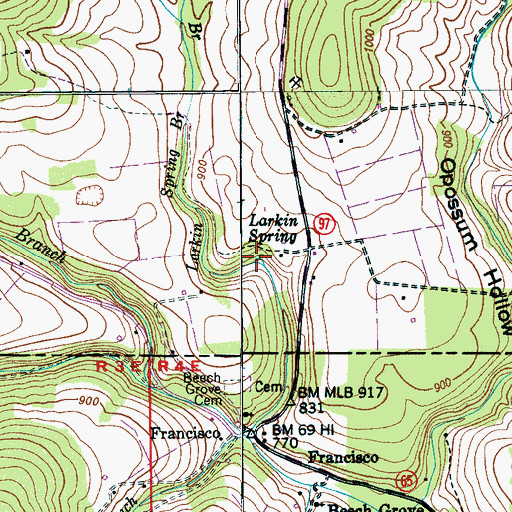 Topographic Map of Larkin Spring, TN