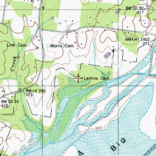Topographic Map of Larkins Cemetery, TN