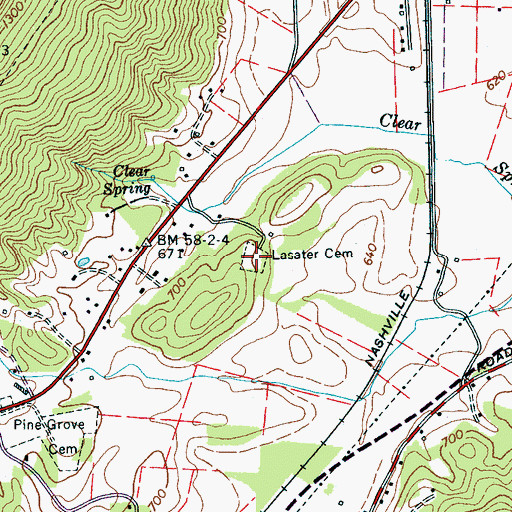 Topographic Map of Lasater Cemetery, TN