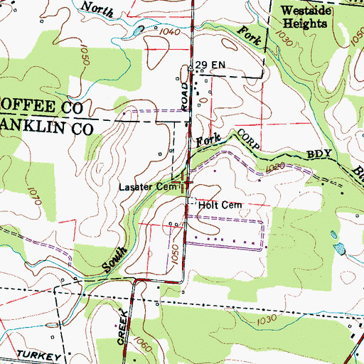 Topographic Map of Lasater Cemetery, TN