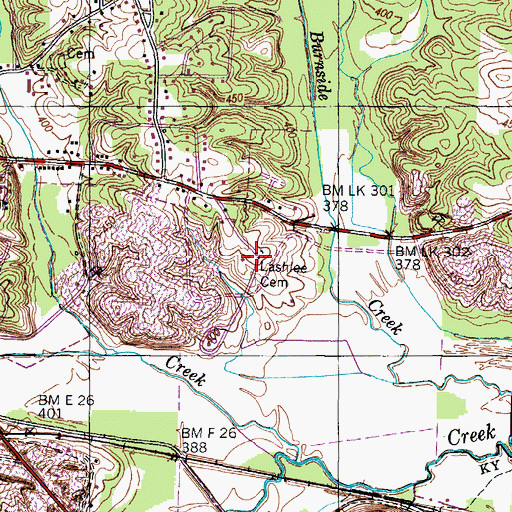 Topographic Map of Lashlee Cemetery, TN
