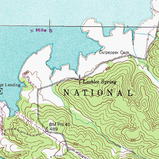 Topographic Map of Lashlee Spring, TN