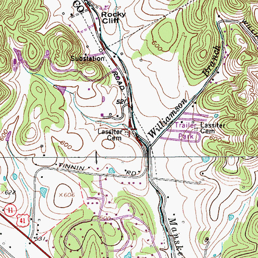 Topographic Map of Lassiter Cemetery, TN
