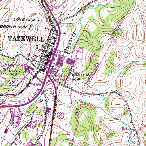 Topographic Map of Laster Cemetery, TN