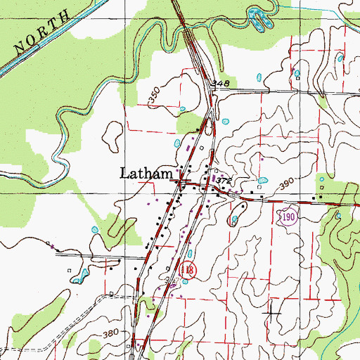 Topographic Map of Latham, TN