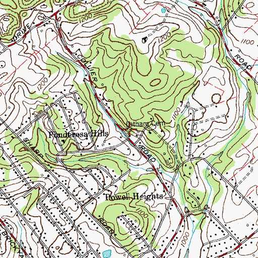 Topographic Map of Latham Cemetery, TN