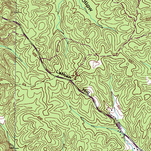 Topographic Map of Lathen Hill, TN