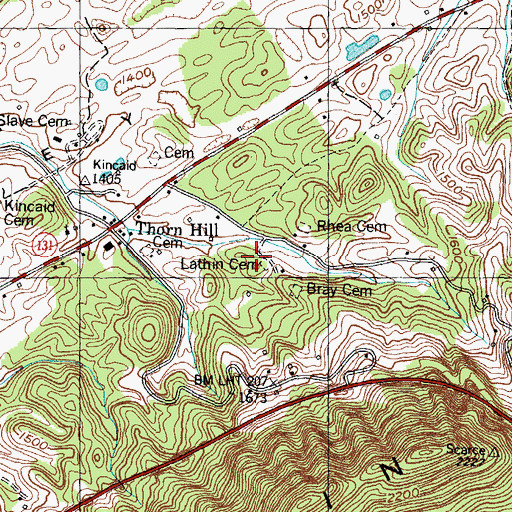 Topographic Map of Lathin Cemetery, TN