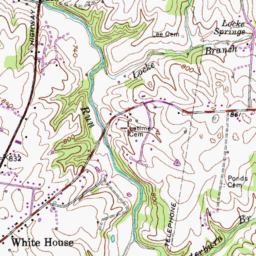 Topographic Map of Latimer Cemetery, TN