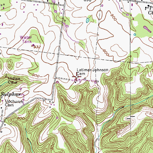 Topographic Map of Latimer-Johnson Cemetery, TN