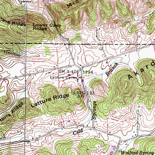 Topographic Map of Latture Cemetery, TN