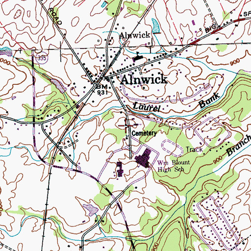 Topographic Map of Laurel Bank Baptist Church, TN