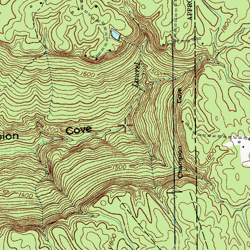 Topographic Map of Laurel Branch, TN