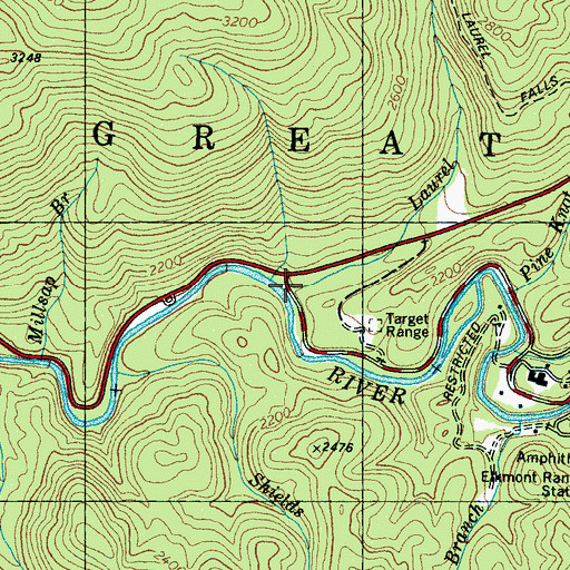 Topographic Map of Laurel Branch, TN