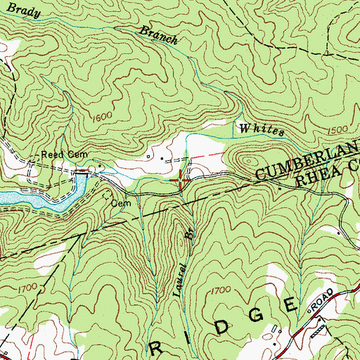 Topographic Map of Laurel Branch, TN