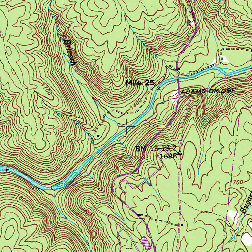 Topographic Map of Laurel Branch, TN