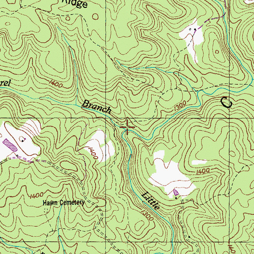 Topographic Map of Laurel Branch, TN