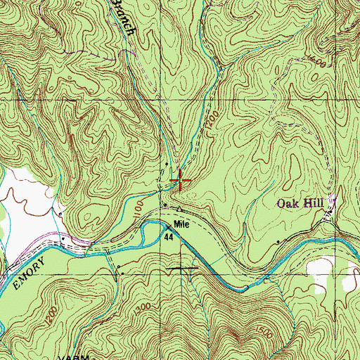 Topographic Map of Laurel Branch, TN