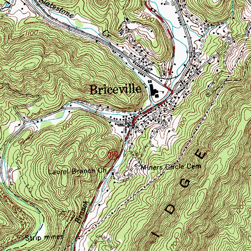 Topographic Map of Laurel Branch, TN