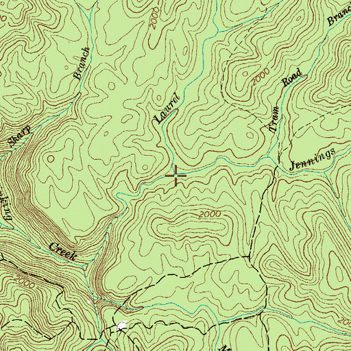 Topographic Map of Laurel Branch, TN