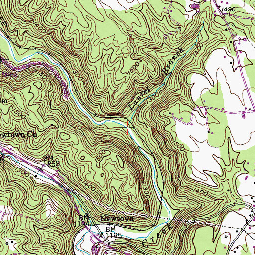 Topographic Map of Laurel Branch, TN