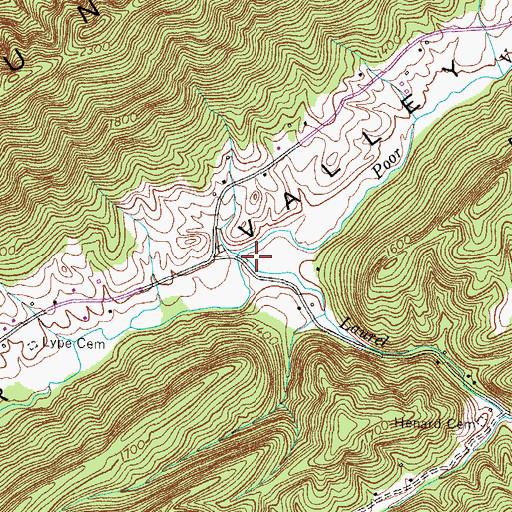 Topographic Map of Laurel Branch, TN