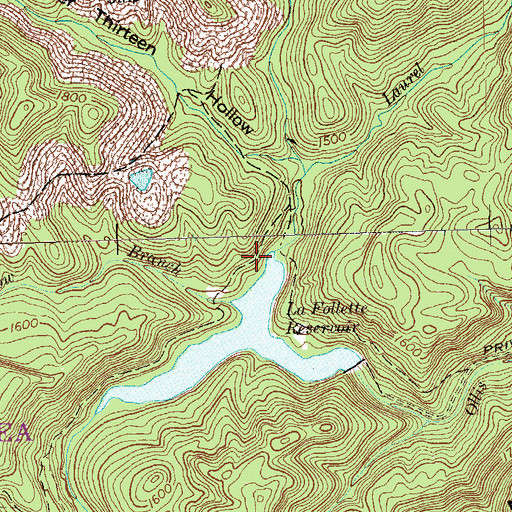 Topographic Map of Laurel Branch, TN
