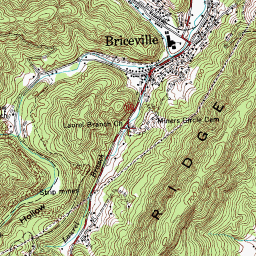 Topographic Map of Laurel Branch Baptist Church, TN